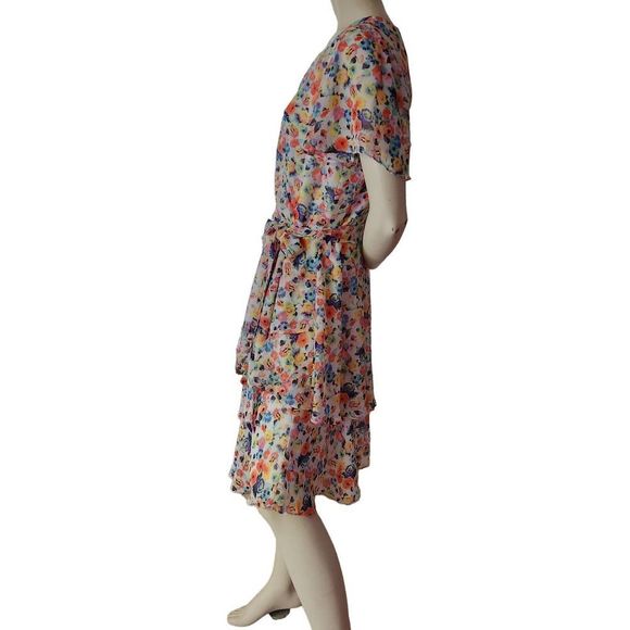 Tahari Multicolor Floral Wrap Dress - Picture 9 of 16